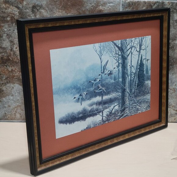 Vintage Framed Art Print Remington Wildlife Art Beecham Mallards in Flight - Picture 5 of 9